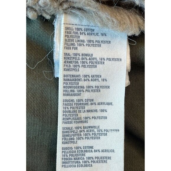 Vtg Abercrombie & Fitch Military Green Utility Sherpa Parka Jacket M Y2K Grunge - Picture 5 of 12